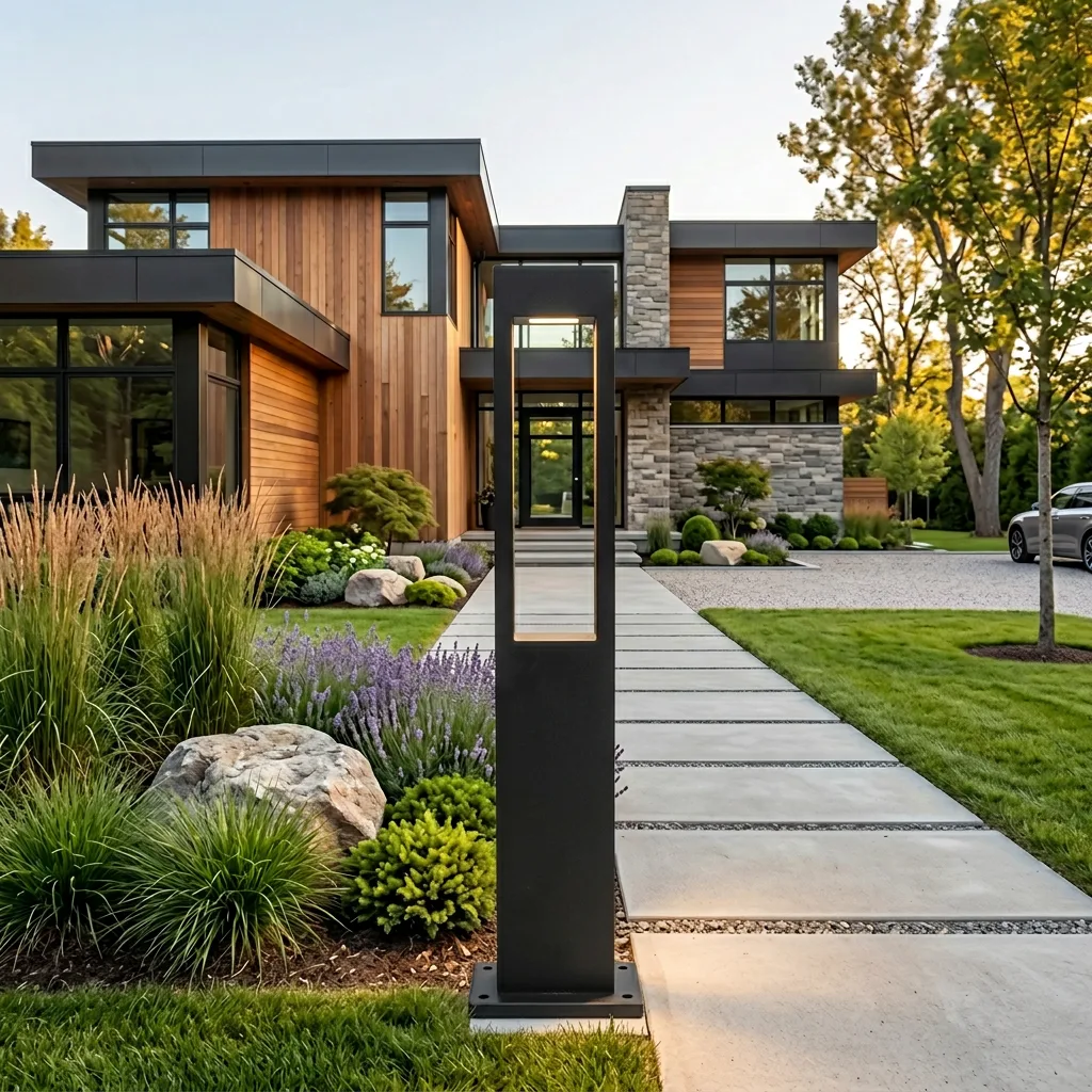 Açık Dikey Çerçeveli Modern Villa Direği LND-093
