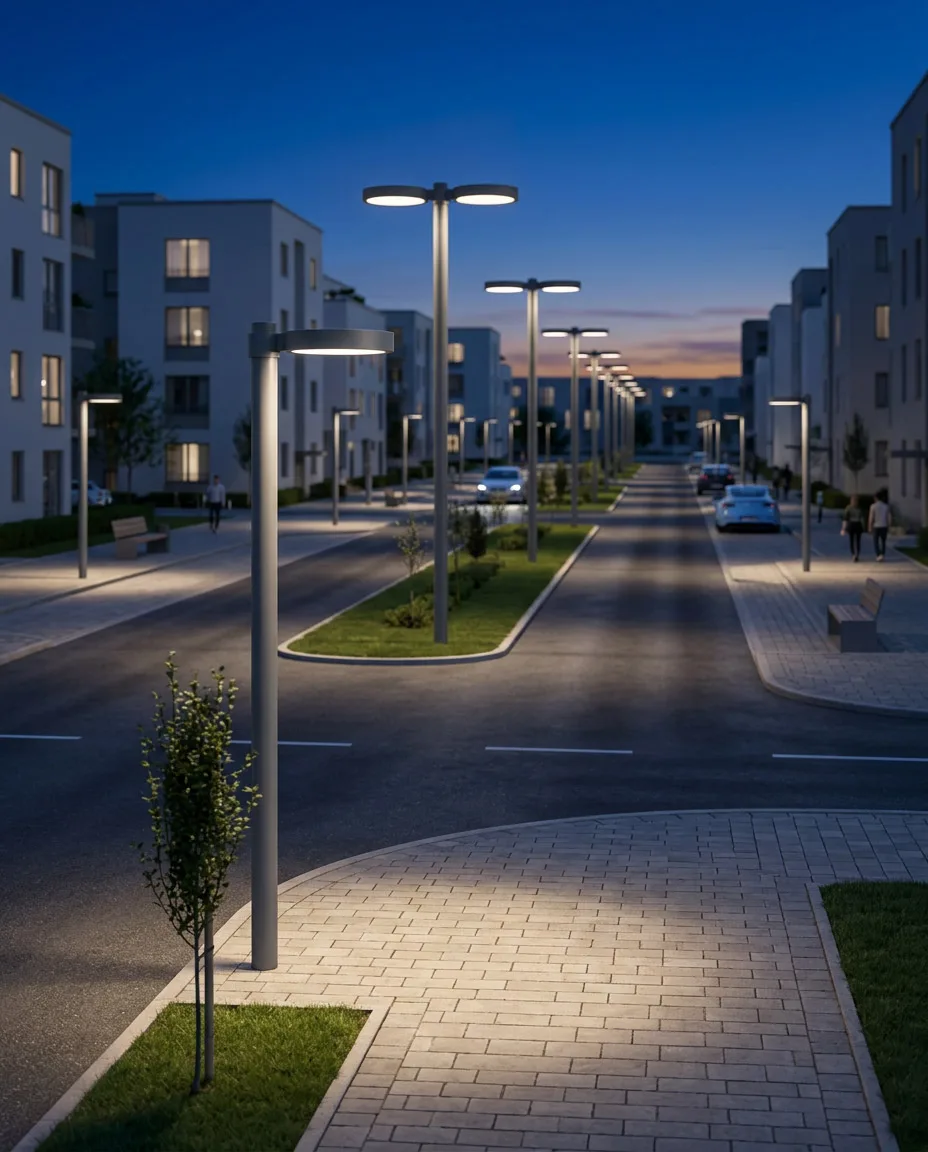 Çift Kollu Yuvarlak Başlıklı Kentsel Aydınlatma Direği LND-061