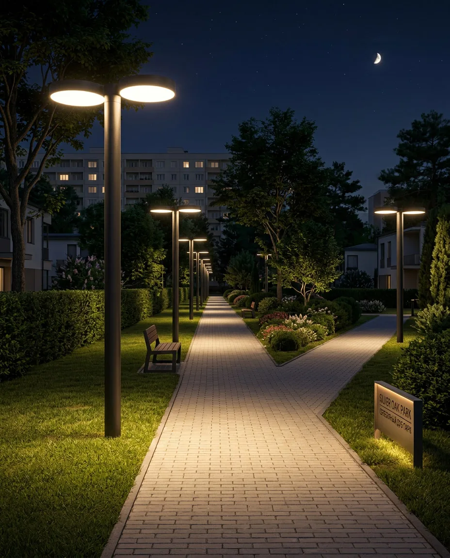 İkiz Disk Başlıklı Park Aydınlatma Direği LND-062